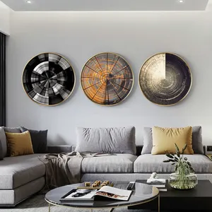 2022 Nieuwe Collectie Half Ronde Wall Art Schilderij Abstract Stad Oranje Cirkel 3d Wall Art Voor Hotels