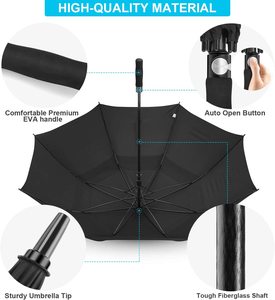 Parapluie <span class=keywords><strong>de</strong></span> <span class=keywords><strong>golf</strong></span> grand format 30 pouces, coupe-vent, ouverture automatique, double couche, surdimensionné, parasol <span class=keywords><strong>de</strong></span> pluie, logo personnalisé, promotionnel, vente en gros - Product Image 5