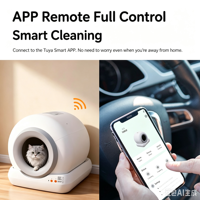 Kotak Kotoran Kucing Otomatis 45L Open Top, Kontrol Bau, Siap Pakai, Pembersihan Otomatis, Kapasitas Besar dengan Kontrol APP dan Keamanan