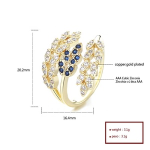 Vente en gros de bijouterie Oro Vintage, bagues en zircone cubique de couleur, plaquées or 18 carats, bijoux de mode pour femmes - Product Image 6
