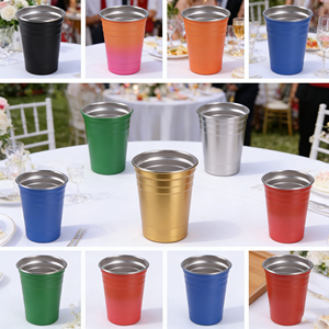 Blue Beer Party Gobelet de camping empilable en acier inoxydable à paroi simple et tasses en aluminium, 350ml 12oz 16oz, vente en gros, Gobelet Pint Ping Pong - Product Image 1