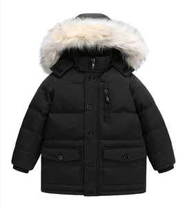 Veste rembourrée pour garçons, style hiver, nouveau modèle, grande taille, <span class=keywords><strong>capuche</strong></span> amovible, col en <span class=keywords><strong>fourrure</strong></span> - Product Image 2