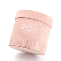 Boîte à fleurs ronde en velours avec logo personnalisé, boîte à fleurs en daim pour la saint-valentin, emballage de bouquets, boîte à fleurs de luxe