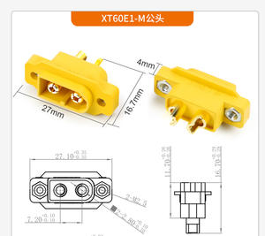 Connecteur mâle Amass XT60E-M avec trou de fixation par vis, prise 20A pour connexion sécurisée de la batterie et de l'ESC du modèle (compatible XT60H) - Product Image 6