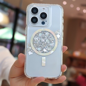 Étui de téléphone personnalisé en coquillages naturels, résine, antichoc, anti-jaunissement, TPU transparent, magnétique, pour iPhone 16 15 14 13 12 Pro Max - Product Image 6