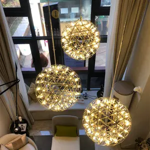 Manufacturing of circular led chrome ball modern pendant lights for hotel villa lobby lighting