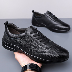 Chaussures en cuir décontractées pour hommes, cuir de vachette de première qualité, respirantes, antidérapantes, semelle souple, chaussures de bureau, talon bas, taille adulte 40-45 - Product Image 1