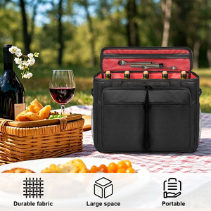 <b>Bar</b> <b>Tools</b> Set Cocktail Kit Portable Fabric Storage Bag With Bottle Holders And Utensil Pockets For Outdoor Use - Product Image 2