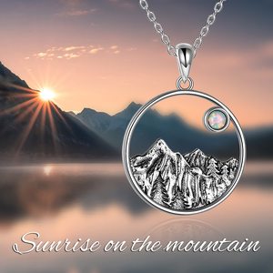 Collier pendentif Soleil de Montagne en Argent Sterling 925 avec Opale, Bijoux Fins pour les Amateurs d'Alpinisme - Product Image 6