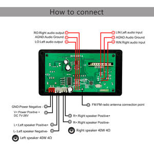 Radio FM MP3 WMA APE Décodeur Bluetooth Haut-parleur audio sans fil Lecteur USB Module amplificateur de puissance Kit carte amplificateur DC7V-26V AMP 2x40W - Product Image 2
