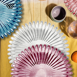 Juego de Platos de Presentación de Vidrio en Forma de Flor de 12 Pulgadas, Platos Decorativos Duraderos y Coloridos para Bodas y Eventos - Product Image 4