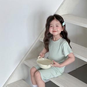 Conjunto de <span class=keywords><strong>Ropa</strong></span> de Dormir de Verano <span class=keywords><strong>para</strong></span> Niñas, de Algodón Acanalado, Manga Corta, Estilo Informal - Product Image 4