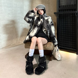 2025 nouveau Design femmes fausse fourrure bottes mi-mollet fourrure moelleux <span class=keywords><strong>pas</strong></span> <span class=keywords><strong>cher</strong></span> fourrure bottes de neige - Product Image 6