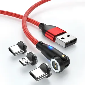 Cable multicargador de luces LED 3 en 1, cable de carga rápida USB 4 en 1 5A, conector Micro USB tipo C trenzado de nailon