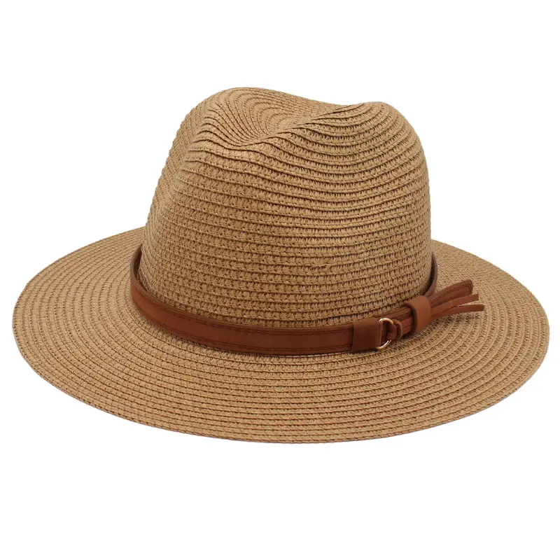 European style Outdoor Summer Beach hat yellow belt accessories Jazz Panama Fedora hat