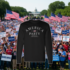 T-shirt à manches longues America Party noir 2025 Breaking The Duopoly - Product Image 3