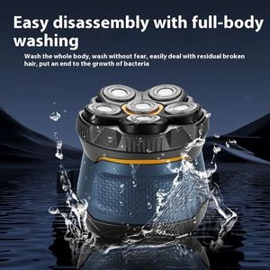 Rasoir électrique rotatif à six têtes rechargeable par USB, étanche IPX6, 5 lames, autonomie de 120 minutes, pour le visage, usage domestique masculin, garantie 1 an - Product Image 5