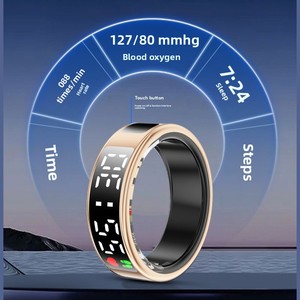 New Smart <b>Ring</b> Display Touchscreen Page Turning Heart Rate Blood Oxygen Sleep Tracking <b>Titanium</b> Steel Touchscreen Display Seamle - Product Image 3