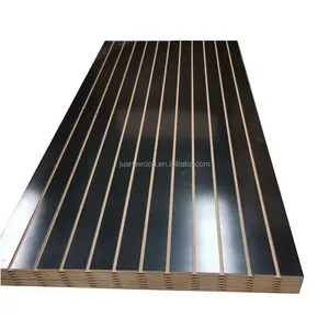 带金属插件的黑色板条墙更便宜的开槽三聚氰胺MDF板用于家具背板