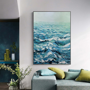 Mintura su misura grande tela da parete arte dipinta a mano moderna astratta 3D pittura a olio a onde di mare <span class=keywords><strong>paesaggi</strong></span> <span class=keywords><strong>marini</strong></span> per la casa bordi <span class=keywords><strong>dipinti</strong></span> a pieno - Product Image 3