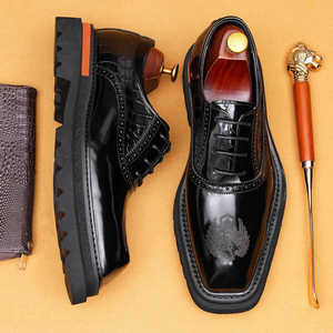 Chaussures Oxford de luxe pour hommes en cuir véritable, faites à la main, à trois coutures, avec lacets Goodyear, style décontracté et habillé - Product Image 2