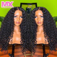 Pelucas de Cabello Humano con Ondas Profundas y Encaje Frontal HD Completo, Cabello Indio Virgen 13X4, Encaje Transparente, Cutícula Alineada, para Mujeres Negras