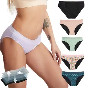 KR035, venta al por mayor, ropa interior menstrual fisiológica absorbente impermeable a prueba de fugas, bragas de período de 4 capas para mujer