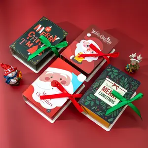 الحلوى صناديق أكياس عيد الميلاد سانتا كلوز هدية مربع حزب لوازم الديكور على شكل كتاب عيد الميلاد صندوق بسكويت