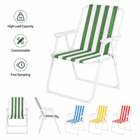 Kursi Pantai Lipat Outdoor dengan Logo Kustom Pola Garis Klasik untuk Berkemah & Piknik