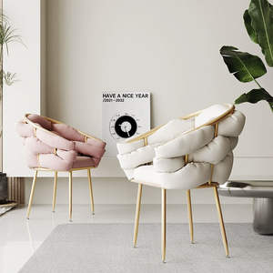 Sgabello di Lusso Moderno di Alta Gamma per Tavolo da Trucco con Schienale in Metallo Semplice Sedia da Manicure per Casa e <span class=keywords><strong>Soggiorno</strong></span> - Product Image 2