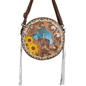Bolso Bandolera de Cuero Genuino con Diseño Bohemio Vintage para Mujer, Hecho a Mano, con Correa Ajustable y Forro de Lona - Product Image 1