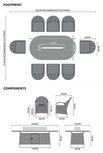 Outdoor Garden Patio Furniture Sets with 2.3m X 1.2m Oval <strong>Firepit</strong> Table 8 <strong>Seat</strong> Dining Set Fire Pit Furniture - Product Image 6
