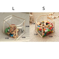 Panier de rangement de jouets pour enfants Transparent bloc de construction jouet en peluche boîte de rangement pliante panier de rangement domestique de grande capacité