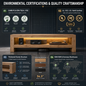 Mobile <span class=keywords><strong>TV</strong></span> in Legno di Quercia Stile Japandi <span class=keywords><strong>con</strong></span> Luce LED, Console Multimediale Minimalista da 54 Pollici per <span class=keywords><strong>TV</strong></span> da 65 Pollici, OEM - Product Image 6