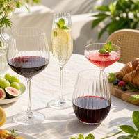 Verres à vin ondulés, gobelets à vin rouge, verrerie côtelée, flûtes à champagne, verres à vin sans pied, verres à cocktail pour fêtes et bars