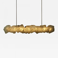 Lustre Linéaire Américain Antique en Quartz, Suspension de Luxe en Cristal et Pierre pour Salle à Manger, Îlot de Cuisine, Villa, Hôtel, Bar, Comptoir