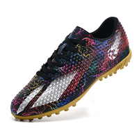 Chaussures de football professionnelles TF Turf, chaussures de football imprimées multicolores pour gazon artificiel, entraînement pour hommes