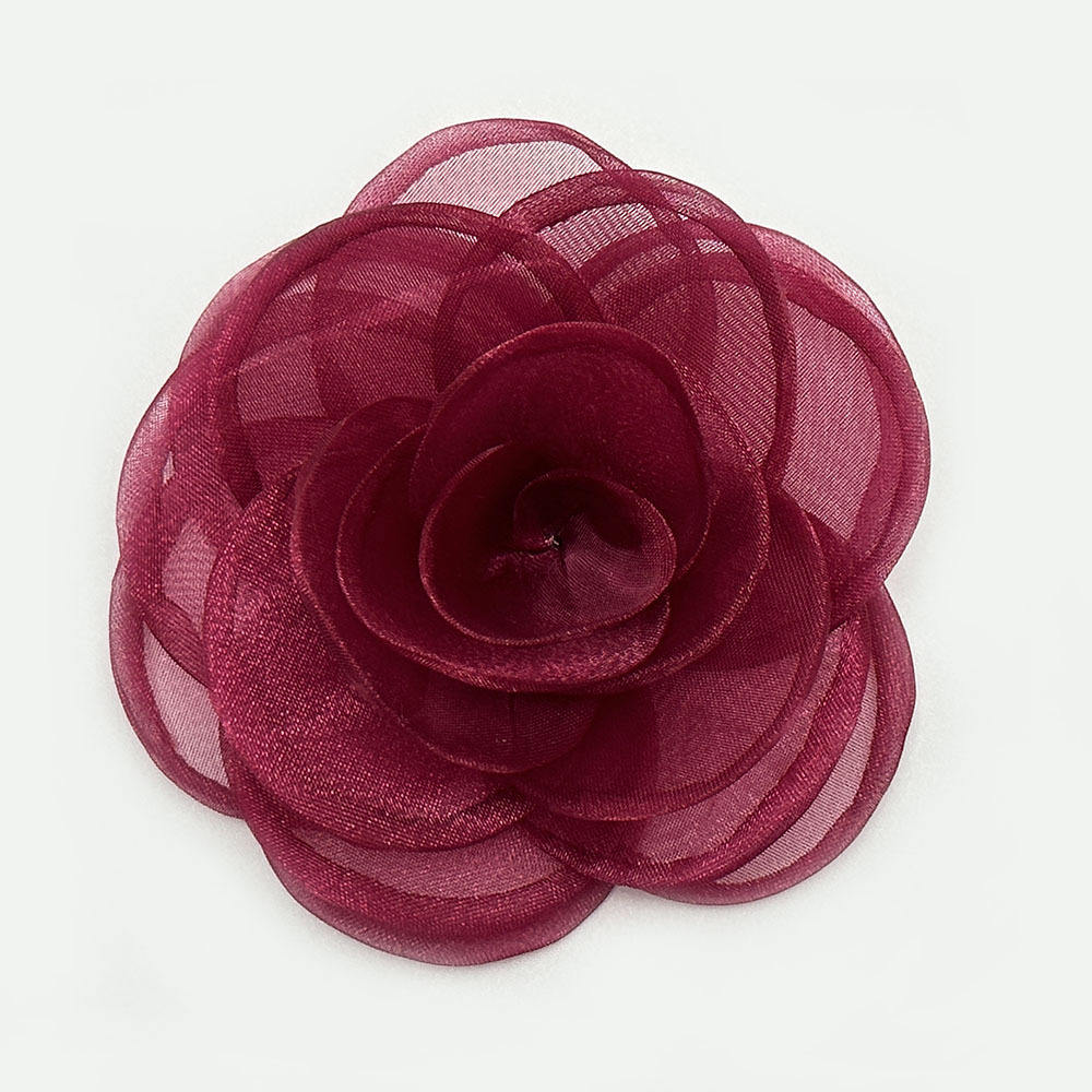 25 wine red - 10cm organza roasted border flower