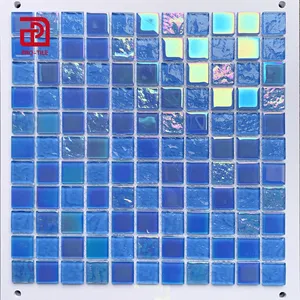 Spiegel Zwembad Glas Mozaïek Tegels Blauwe Kleur