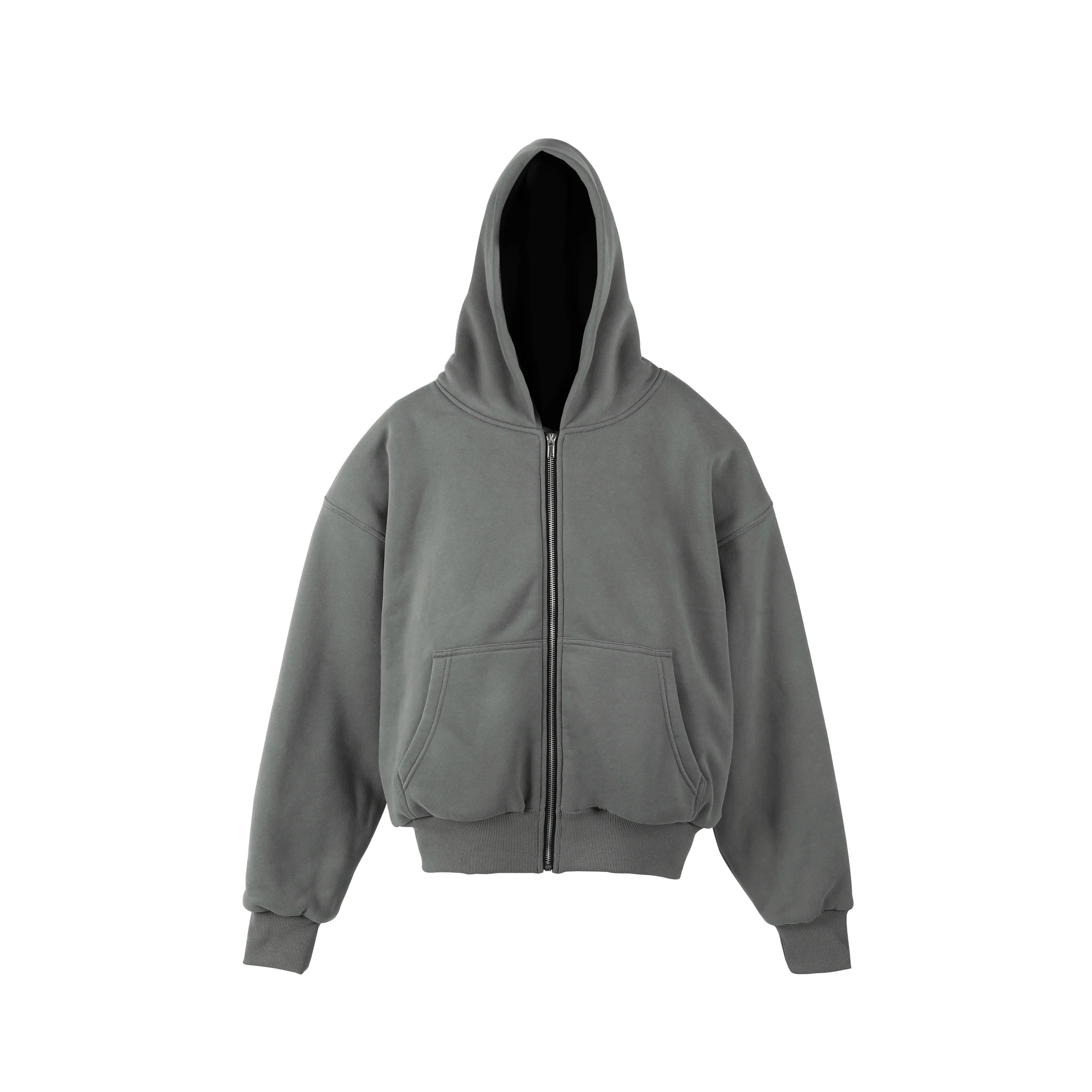 Custom Pullover Zip Up Fleece French Terry Unisex Plain Blank Solid Color Sweatshirt Double Layer Hoodies for Men