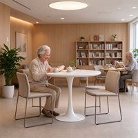 Table basse moderne DMA, en bois blanc peint, plateau circulaire avec revêtement en poudre, base en métal, pour projets commerciaux