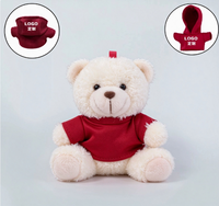 Porte-clés mini ours en peluche personnalisé avec logo, ours blanc avec t-shirt logo, cadeau promotionnel en peluche