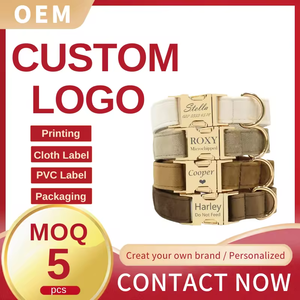 <span class=keywords><strong>Collar</strong></span> y correa de perro personalizado suave de lujo de terciopelo de varios colores con placa de Nombre de mascota grabada regalo de cachorro de boda-Petsign - Product Image 3