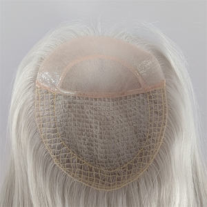 Filets de poisson de qualité supérieure avec Pu cheveux humains Topper vierge européenne <span class=keywords><strong>postiche</strong></span> couleur blanche résille toupet pour femme - Product Image 6