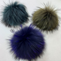 Pompons en fourrure véritable personnalisés, volumineux et moelleux, 15 cm, avec fermoir à pression, vente en gros d'usine, boules de pompons en fourrure de raton laveur pour écharpes, chapeaux et accessoires