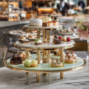 Table <span class=keywords><strong>de</strong></span> présentation <span class=keywords><strong>de</strong></span> gâteaux et <span class=keywords><strong>de</strong></span> desserts <span class=keywords><strong>en</strong></span> acier inoxydable avec <span class=keywords><strong>plateau</strong></span> <span class=keywords><strong>en</strong></span> verre/MDF pour restaurant <span class=keywords><strong>en</strong></span> plein air, décoration <span class=keywords><strong>de</strong></span> mariage, hôtel durable - Product Image 3