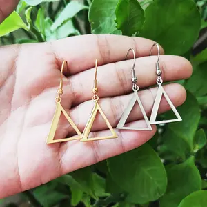 Joyas Pyramid Delta Greek Letter Charm Earrings Gold Color Geometric Triangle Earrings Joyeria Fina Stainless Steel De China
