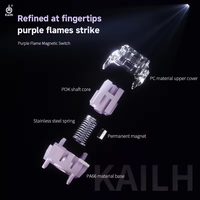 Interrupteur magnétique linéaire Kailh Purple Flame à effet Hall, technologie de déclenchement rapide, 3 broches, actionnement réglable pour clavier d'e-sport