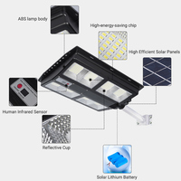 Lampe solaire extérieure de haute qualité Smd étanche Ip65 100 watts tout en un réverbère solaire à LED intégré