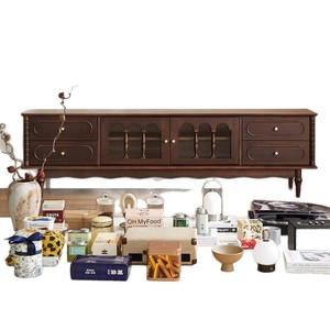Meuble TV rétro en bois massif, 180x40x57 Cm, meuble de rangement pour salon, meubles de style français et américain - Product Image 5